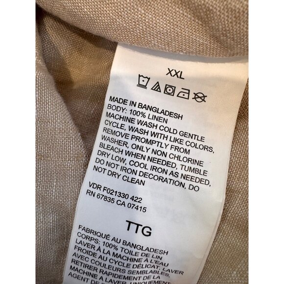 Nautica Men's Size XXL Beige 100% Linen Button-Up Shirt Long Sleeve - Picture 9 of 9